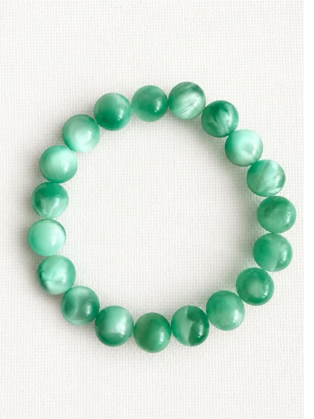Authentic Bombshell Beads Green Moonstone 10mm Stretch Bracelet Gemstone